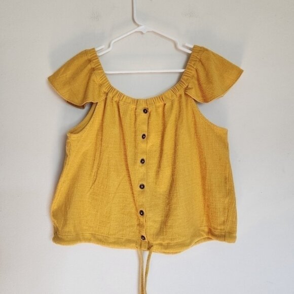 Madewell Texture & Thread Off-the-Shoulder Top in Yellow size XL - Picture 1 of 6